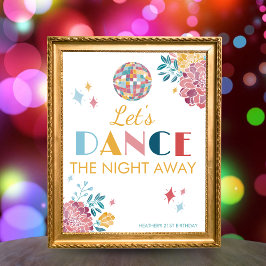 Disco Dance the Night Away Verjaardagsfeestbord Poster