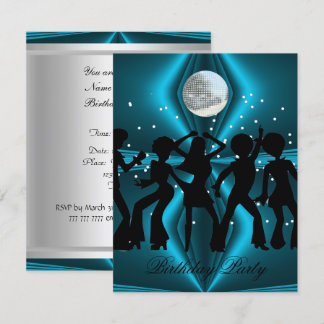 Disco Dans Blauwe Verjaardagsfeestje Kaart