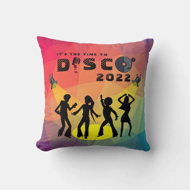 Disco-dansvloer retro multicolor viering kussen (Voorkant)