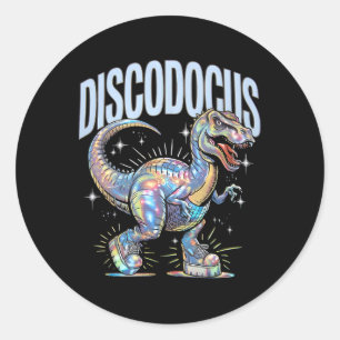 Disco Dinosaur Diplodocus 70s Dino Dansen Grappige Ronde Sticker