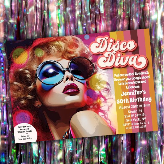 Disco-diva 70s-disco-uitnodiging kaart