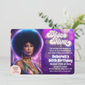 Disco-diva 70's feest uitnodiging (Staand voorkant)