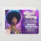 Disco-diva 70's feest uitnodiging (Voorkant)