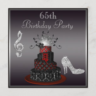 Disco Diva Cake, Silver Heels 65th Birthday Kaart