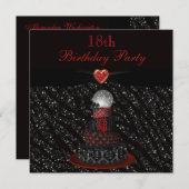 Disco Diva Cake Zebra Glitter Print 18e verjaardag Kaart (Voorkant / Achterkant)