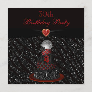 Disco Diva Cake Zebra Glitter Print 30th Birthday Kaart