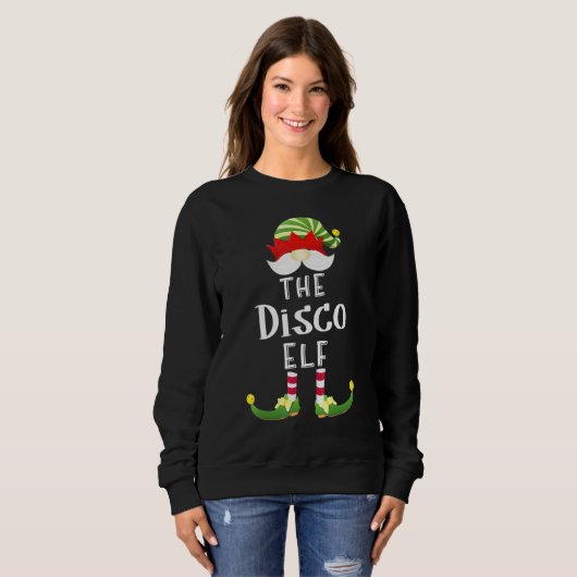 Disco Elf Group Kerstmis Pajama Partij Trui (Voorkant volledig)