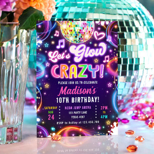 Disco Feestje Laten Gloeien Neon Gloei Meisje Verj Kaart