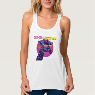 Disco Giraffe in Neon Shades - Retro Party Animal Tanktop