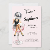 Disco Girl in Martini Glass Invitation d'anniversa (Devant)