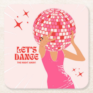 Disco Girl Vierkante Kartonnen Onderzetter