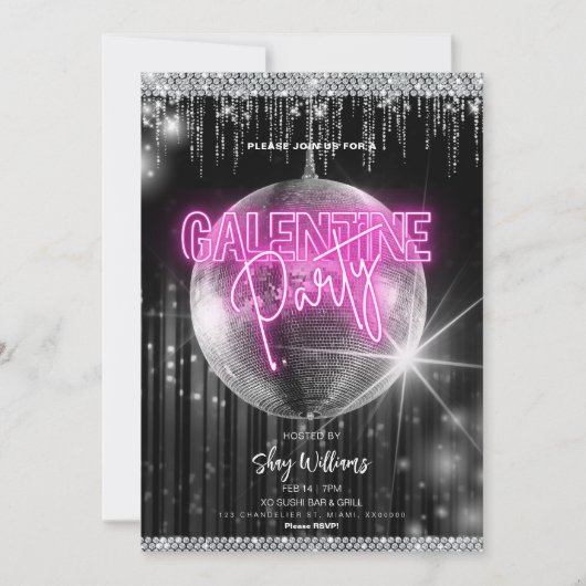 Disco Glam Galentine Party Invitation (Devant)
