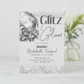 Disco Glitz en Glam Silver Bachelorette Party Kaart (Staand voorkant)