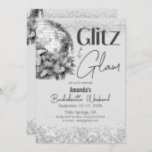 Disco Glitz en Glam Silver Bachelorette Party Kaart (Voorkant / Achterkant)