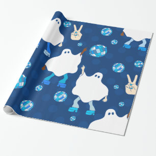 Disco Halloween Afrikaanse spook blauw Cadeaupapier