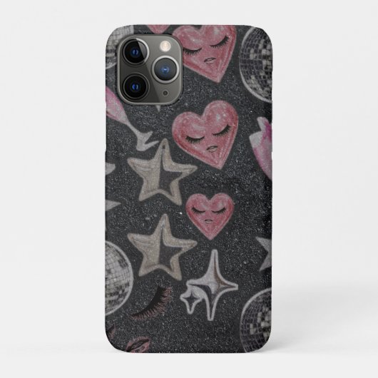 Disco Hearts Minimal Phone Case – Sleek Glam Style (Achterkant)