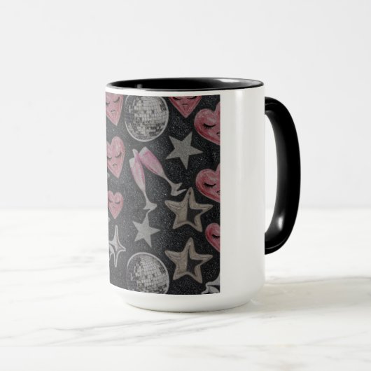 Disco Hearts Mug – Chic Glam Gift for Coffee Lover (Devant droit)