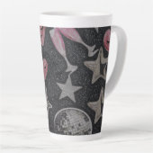 Disco Hearts Tall Latte Mug – Stylish Glam Coffee  (Angle droit)