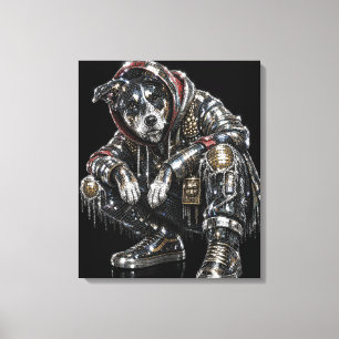 Disco-hond canvas wandkunst – moderne mozaïek pupp afdruk
