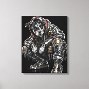 Disco-hond canvas wandkunst – moderne mozaïek pupp afdruk
