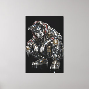 Disco-hond canvas wandkunst – moderne mozaïek pupp afdruk