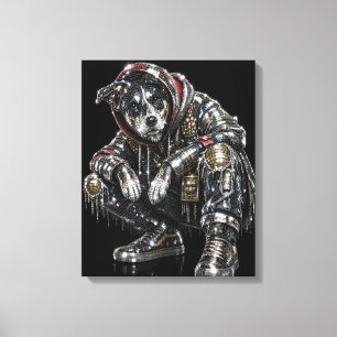 Disco-hond canvas wandkunst – moderne mozaïek pupp afdruk