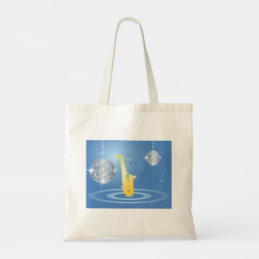 Disco Jazz Saxofoon Sparkling Spiegel Ballen Tote Bag (Achterkant)