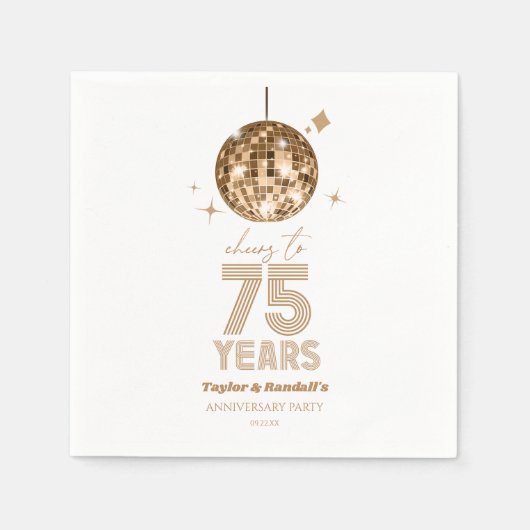 Disco juicht 75 jaar bruiloft Jubileum feest Servet (Voorkant)