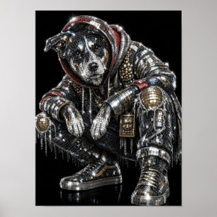 Disco Mozaïek Hond Poster Moderne Wanddecoratie