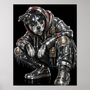 Disco Mozaïek Hond Poster Moderne Wanddecoratie