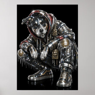 Disco Mozaïek Hond Poster Moderne Wanddecoratie