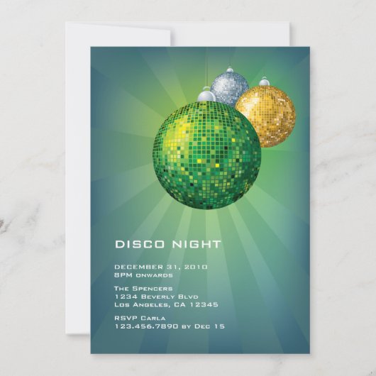 Disco Night New Year Uitnodiging (Voorkant)