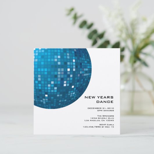 Disco Night New Year Uitnodiging (Staand voorkant)