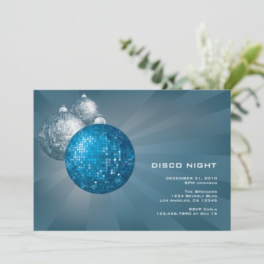 Disco Night New Year Uitnodiging (Staand voorkant)