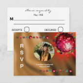 Disco Party Aangepaste Foto RSVP Kaartje (Voorkant / Achterkant)