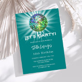 Disco party blauwgroen groen verjaardagsfeest kaart