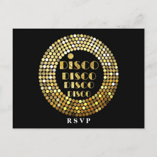 disco party dance party 70s gouden disco ball rsvp uitnodiging briefkaart