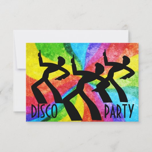 Disco Party - Dansende mensen en regenboogwervelin Kaart (Voorkant)