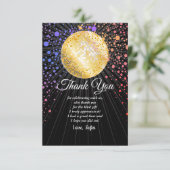 disco party dansfeest 70s gouden disco bal bedankkaart (Staand voorkant)