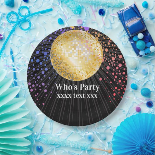 disco party dansfeest 70s gouden disco bal papieren bordje (Feest)
