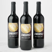 disco party dansfeest 70s gouden disco bal wijn etiket (Flessen)