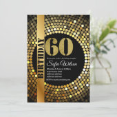 Disco party, goud, 70's, verjaardagsfeest kaart (Staand voorkant)