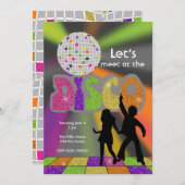 Disco Party Invitation Kaart (Voorkant / Achterkant)