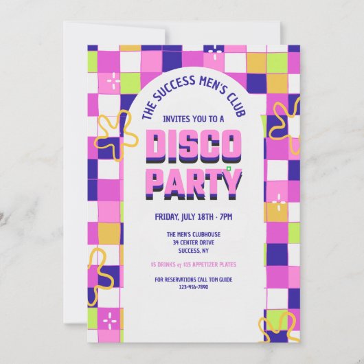 Disco Party Invitation Kaart (Voorkant)