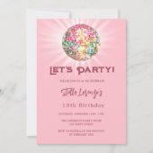 Disco party roze verjaardag kaart (Voorkant)