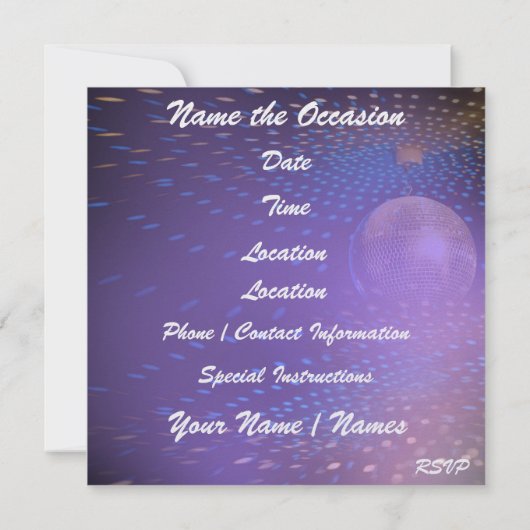 DISCO Party - SRF Kaart (Achterkant)