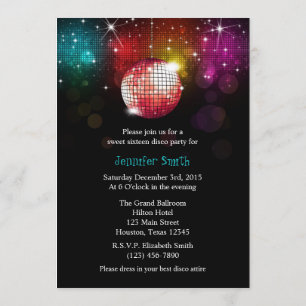 Disco Party Sweet 16 Ball Uitnodiging