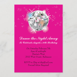 Disco Party-uitnodiging met Hot-roze achtergrond Kaart