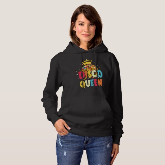 Disco Queen 1970s Retro Party 70s Matching Hallowe Hoodie (Voorkant volledig)
