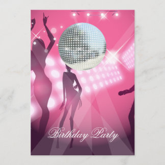 Disco Retro Birthday Party Invitation Kaart